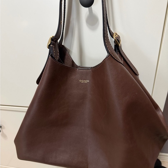 Coach Chocolate Brown Leather Tote with Gold Hardware - Picture 5 of 6